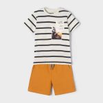 ست تیشرت وشلوارک راه راه طرح موتور برند mayoral