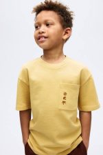 تیشرت خردلی گلدوزی برند H&M - Image 2