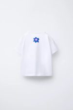 تیشرت باکسی سفیدگل یاس برند ZARA - Image 4