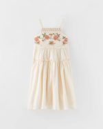 سارافون کرم گل دوزی لینن برند Zara - Image 2