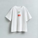 تیشرت سفید طرح آلبالو برند Zara