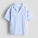 پیراهن راه راه آبی پفکی برند H&M