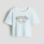 تیشرت کراپ طرح کرومی برند H&M